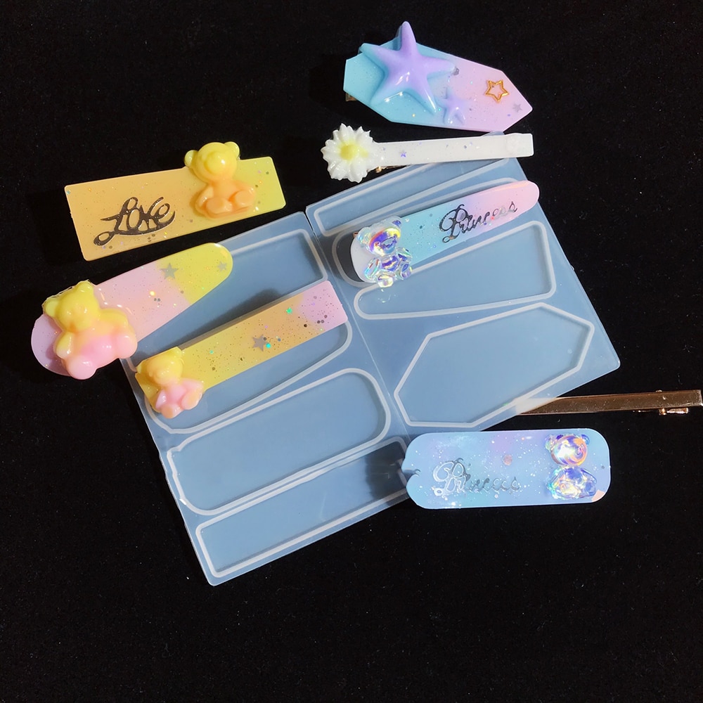 Girl Cute Hair Pin Mold UV Resin Molds DIY Geometric hairpin Molds Handcraft Silicone Mold Resin Jewelry Molds