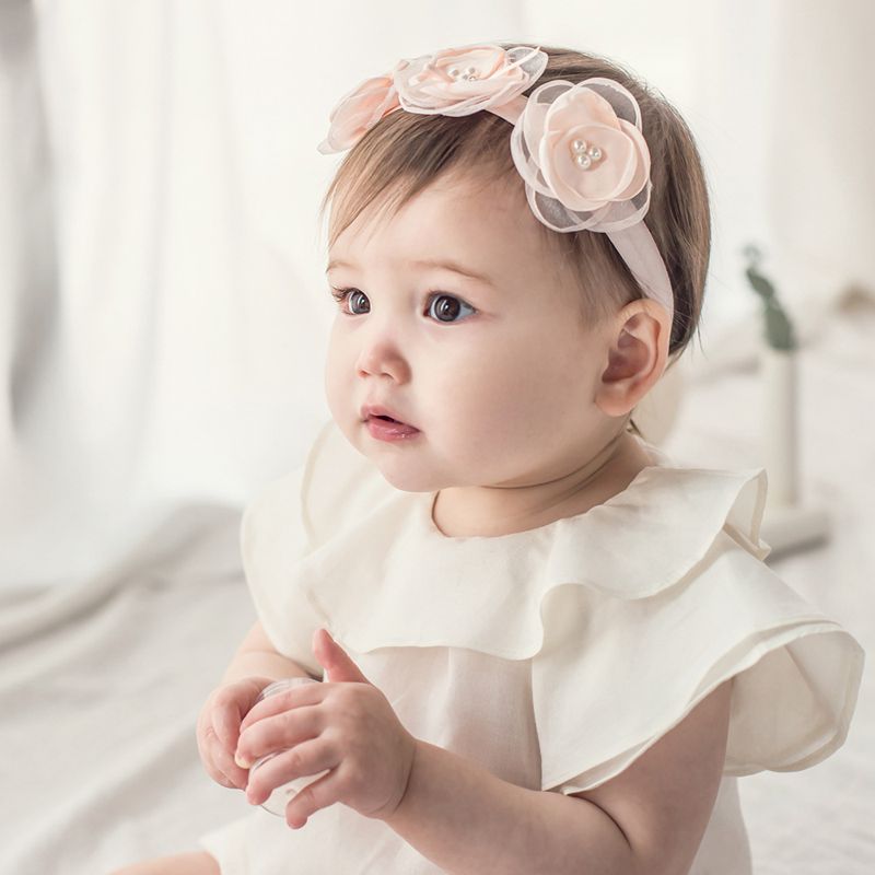 YUXIC Koreanische Stil Blume Baby Mädchen Stirnbänder Glitter Spitze Perlen Neugeborenen Geburtstag Party Stirnbänder Schöne Mädchen Headwear
