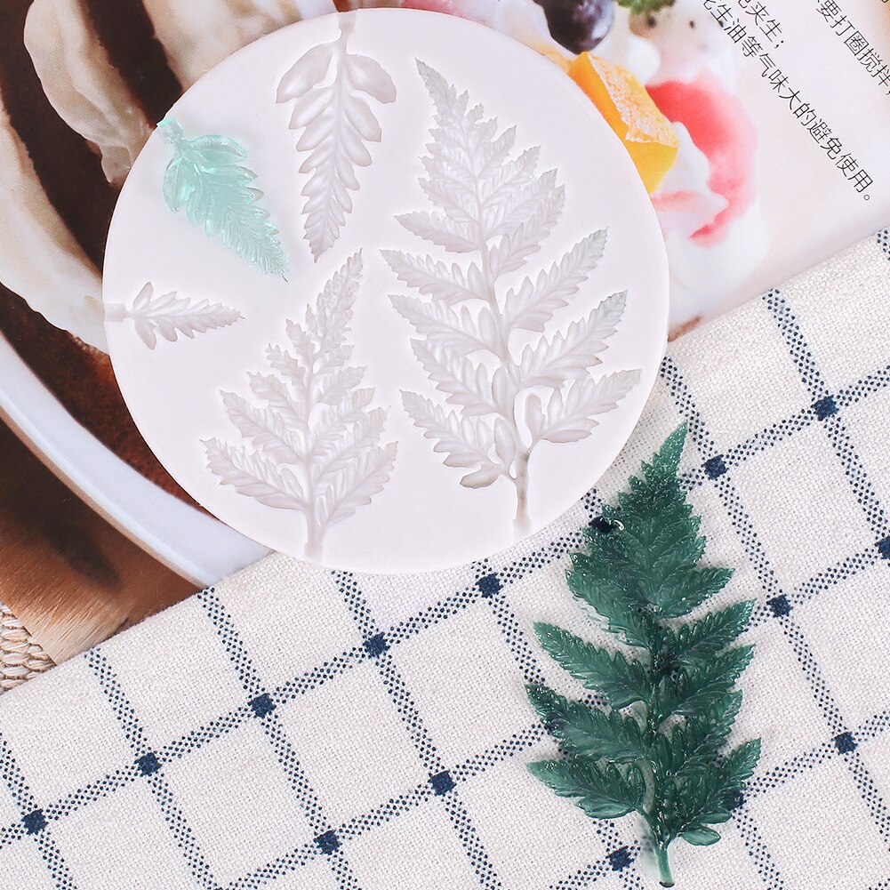 Silikonowy okrągły liść paproci kształt płynnego silikonu formy kremówka ciasto modelina DIY narzędzie robić formowania epoksydowego