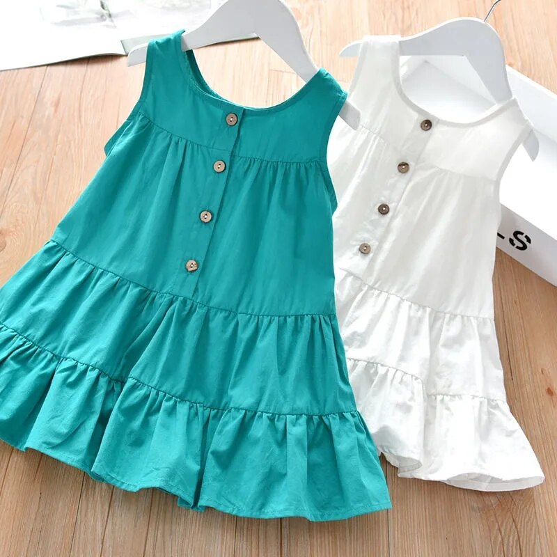 VIDMID Girls vest dress abito estivo per bambini senza maniche in cotone per bambini con bretelle P6211