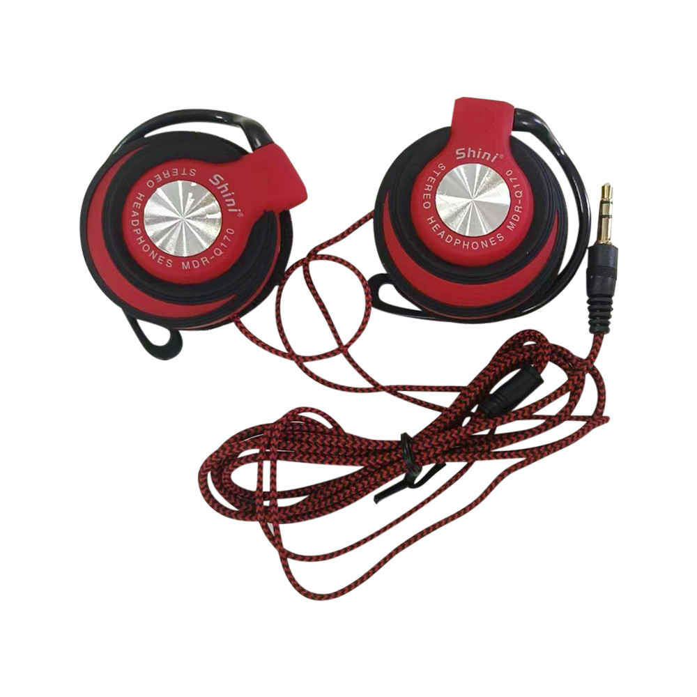 Q170 Universal 3,5mm Wired Kopfhörer HIFI Heavy Bass Headset Over-ear Einstellbare Ohr Haken Kopfhörer Musik Kopfhörer: Rot