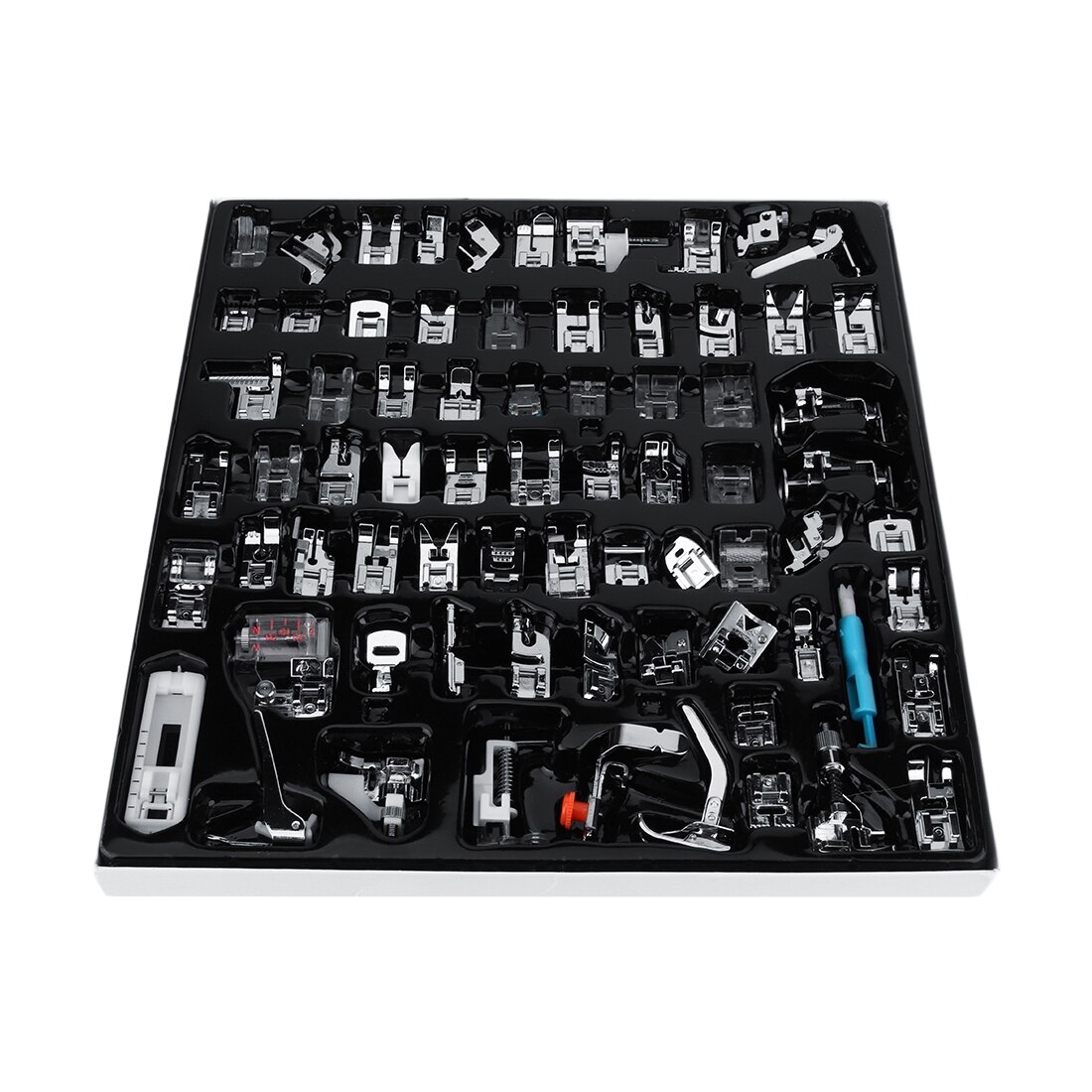 Electric Portable Mini Sewing Machine Handheld Sewing Machines Household Multifunction Automatic Tread Rewind Sewing Machine LED: 72pcs presser foot