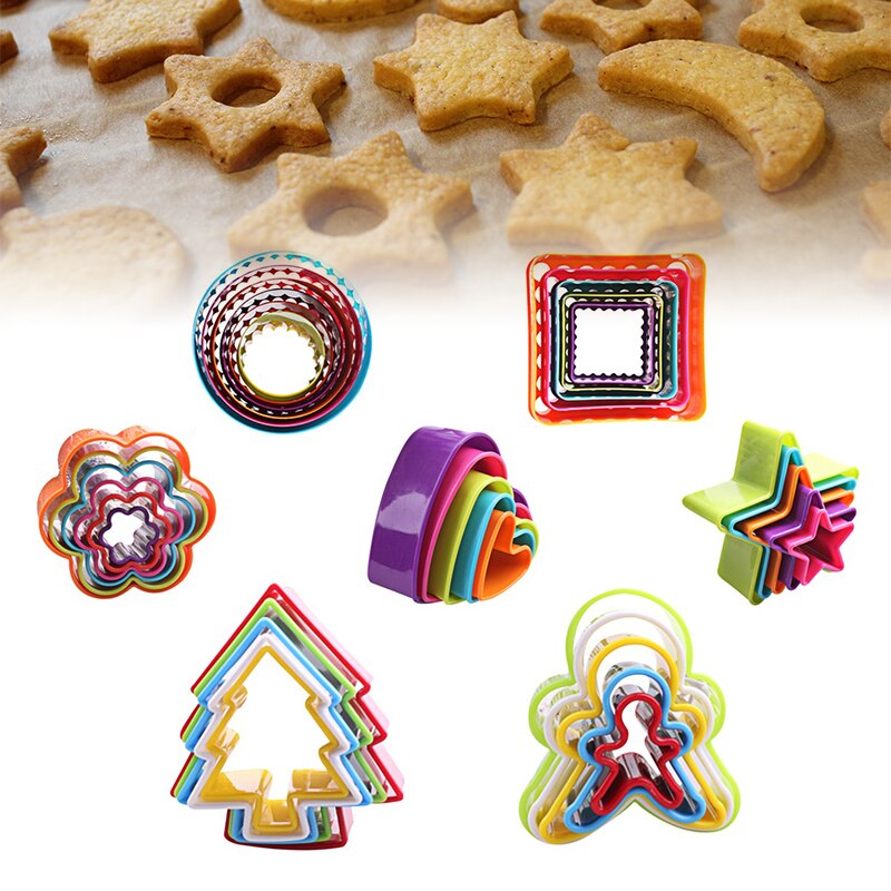 5 Stks/set Cookies Cutter Mallen Plastic Cakevorm Biscuit Plunger Vormen Voor Cookies Cake Decorating Diy Bakken Tools
