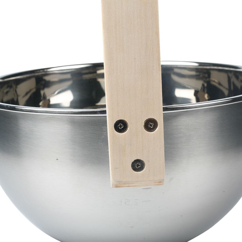 Stainless Steel Sauna Bucket Durable Ladle Premium 4L Finnish Sauna Bucket With Wooden Handle Spa Accessory