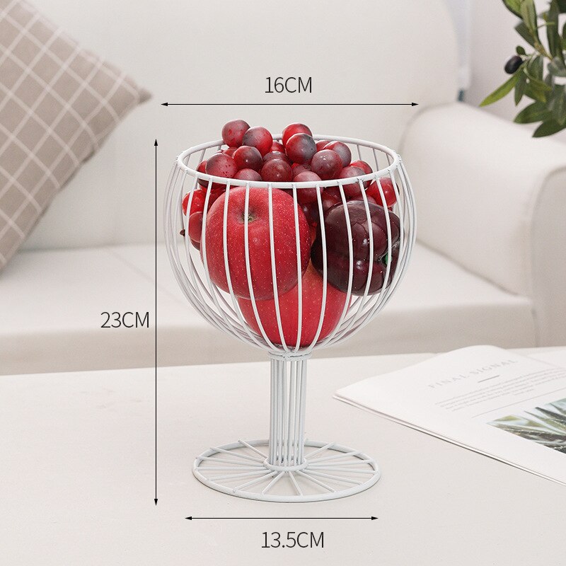 Paniers de rangement en fer forgé de luxe en verre à vin en forme de panier de fruits support de thé Table à manger fruits Snack organisateur panier de bonbons: white