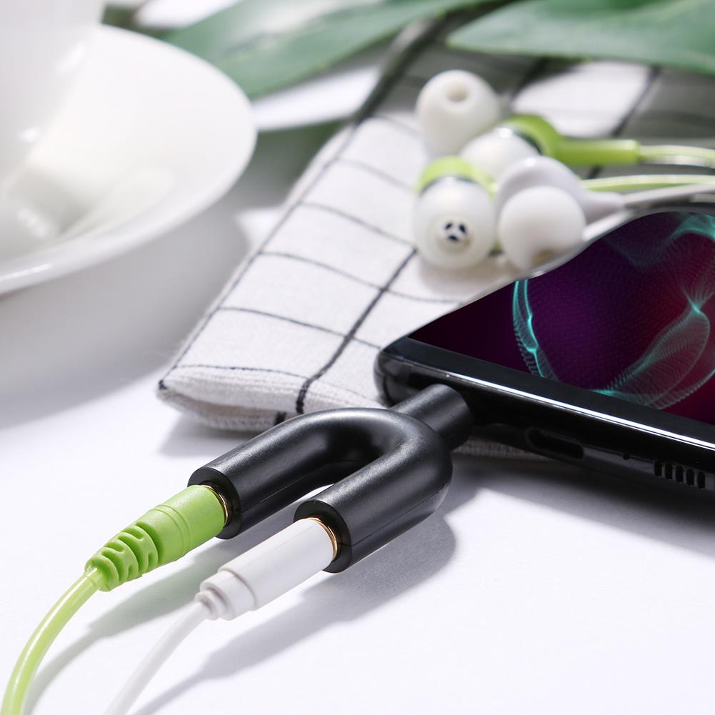 3.5mm Splitter U Type Earphone Connector Converter Splitter Audio to Mic & Headset Jack Plug Adapter For Mobile Phone Tablet PC