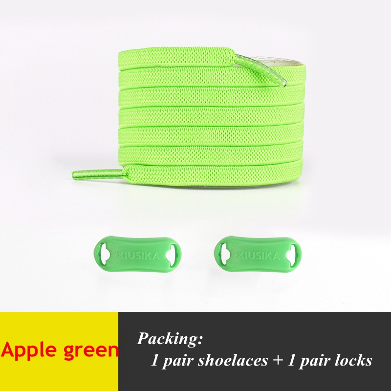 Cordones sin atar para zapatillas de deporte para niños y adultos, cordones elásticos para zapatos planos, cordones para perezosos, 24 colores, 1 par: Apple green