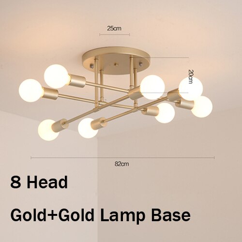 Loftslamper vintage multipel  e27 lampe fod sort/hvid/guld til stue / spisestue / soveværelse led loftslampe: 8 hoved guld