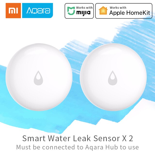 Xiaomi Aqara Water Leak Sensor IP67 Water Immersing Sensor Zigbee connection Smart Home accessories work with Mi Hub gateway 3: Water  Sensor X 2