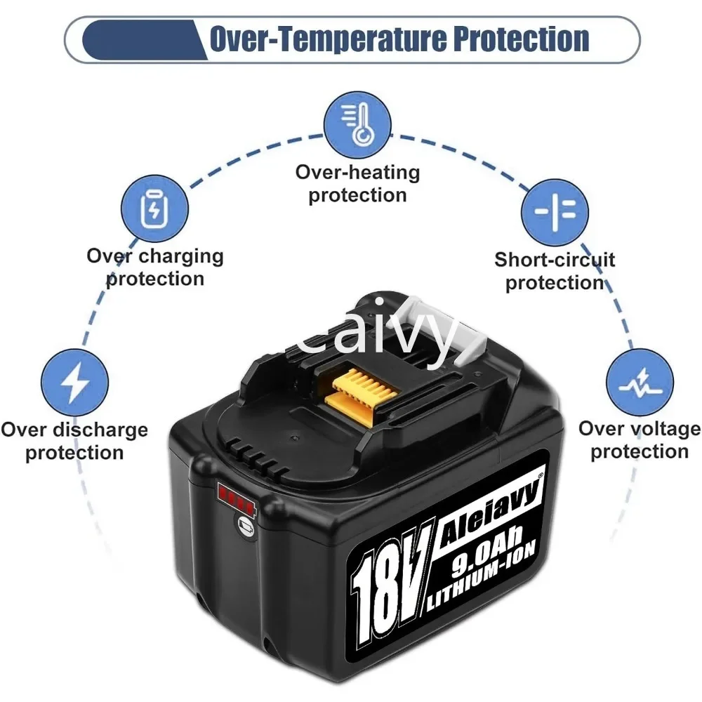 [BL1830 9.0Ah] Batería de iones de litio de repuesto de 18 V Compatible con batería Makita de 18 voltios BL1860 BL1840 BL1850 herramientas eléctricas inalámbricas