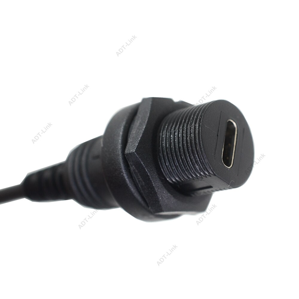 15cm 1m usb 3.1 type-c  ip67 vanntett kabel, usb-c type c  ip 67 hann til hunn panelmontert vanntett kontakt skjøteledning