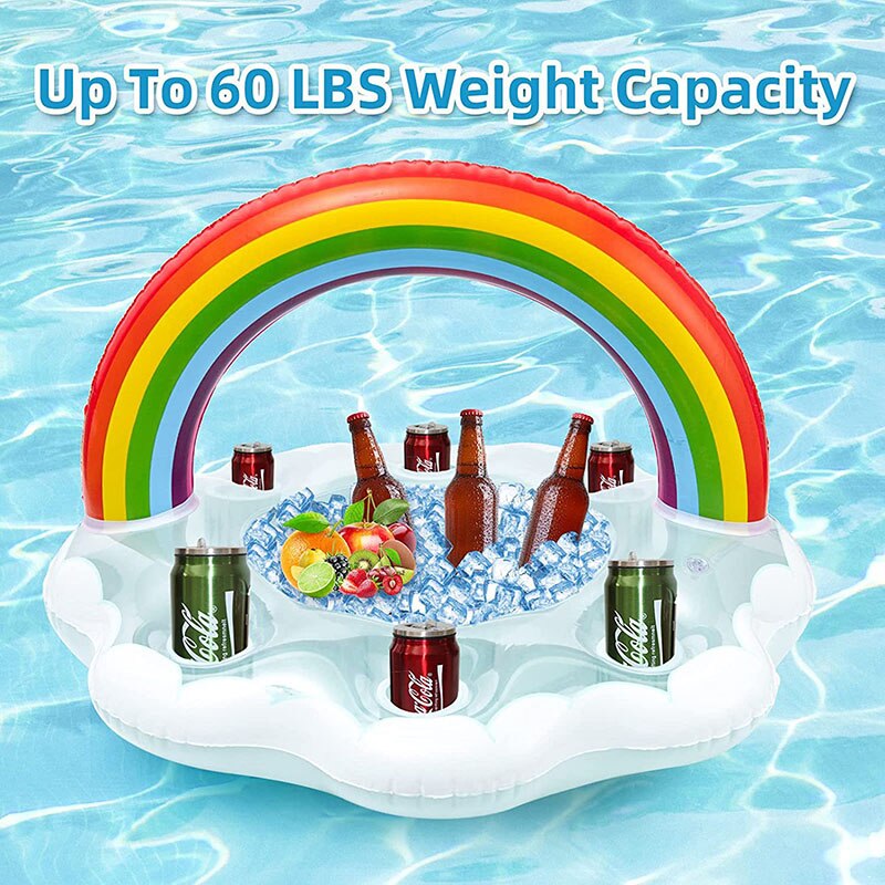 Pool Inflatable Coaster Tray Pineapple Rainbow Cloud Shape Drink Plate Floats Cup Holder Organizer Supply Pool Food Holder