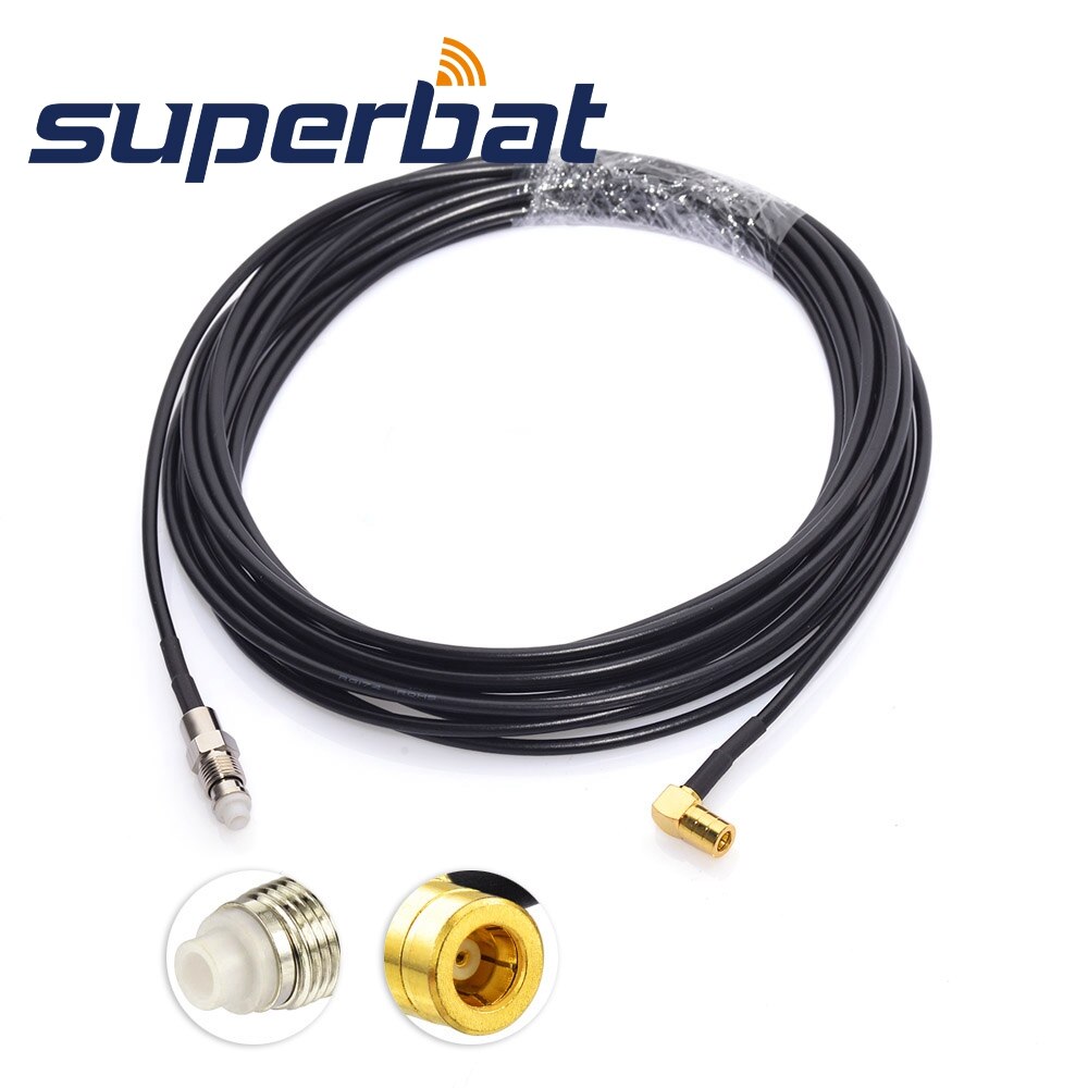 Superbat Dab/Dab + Auto Radio Smb Connector Antenne Fme Stekker Naar Smb Vrouwelijke Jack Haakse 5M Kabel Voor Sony Dab