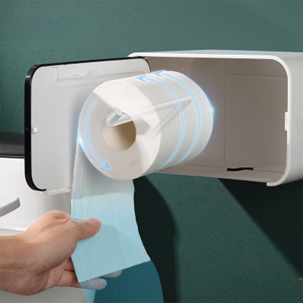 Toilet Paper Holder Towel Wall Mounted Storage Box Bathroom Accessories Tray Roll Tube Punch-Free Double-Layer
