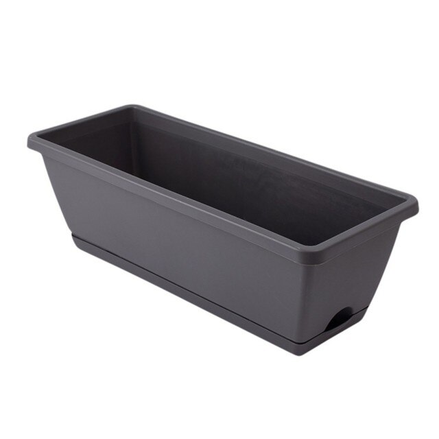 Plastic Pot Flower Plastic Planter Pot Bunga Panjang Plastik Planter Box Gardening Tools Hanging Baskets: Dark gray