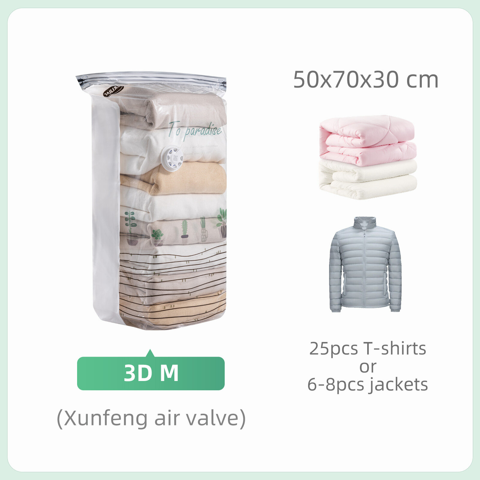 Bolsas de vacío cúbicas TAILI, bolsa de almacenamiento grande para ropa, edredones, mantas, sin necesidad de herramientas, bolsa de compresión para bolsa de almacenamiento de viaje: Negro