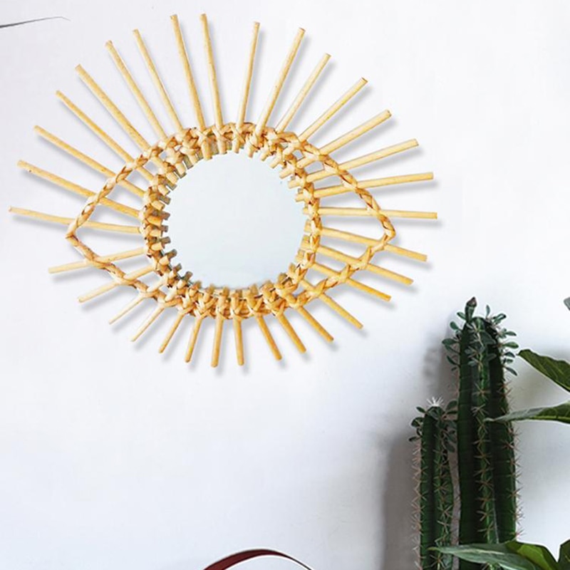 Rotting spegel konst dekoration rund spegel vägg hängande spegel ögonform ram för vardagsrum badrum