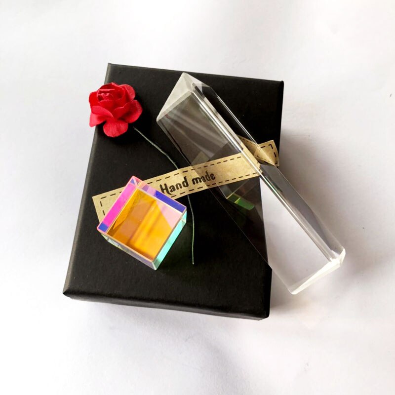 Color Prism Dichroic Cube Triangular Prisms Optical K9 Glass Teaching Equipment 6sides Light Cube Rainbow Photography Glass