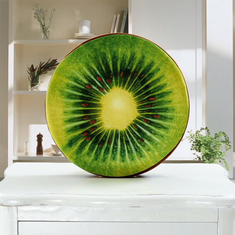 Frukt golv kudde rund kudde mjuk plysch sittdyna soffstol: Kiwi / 32 x 32 x 5cm