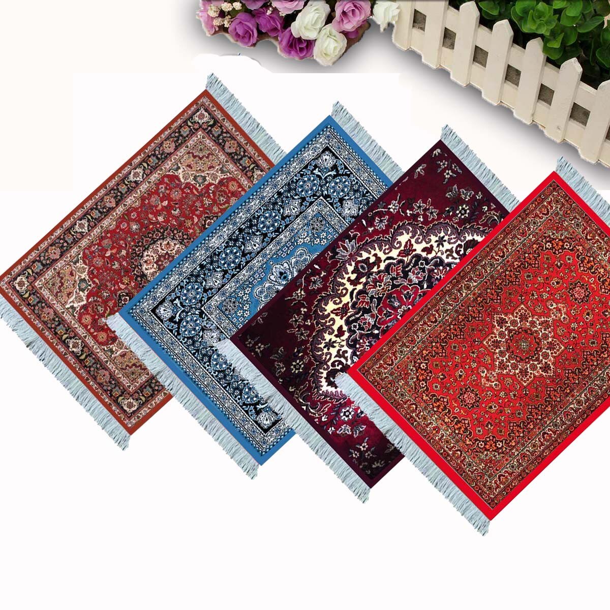 MRGLZY Mini Carpet Persian Weaving Pad Mouse Pad Carpet Big Pattern Cup with Side Home Office Desk Decoration Craft Retro Style