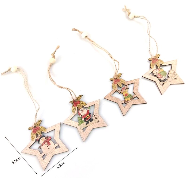 4Pcs Wood Craft Kerst Houten Hangers Ornament Kids... Grandado