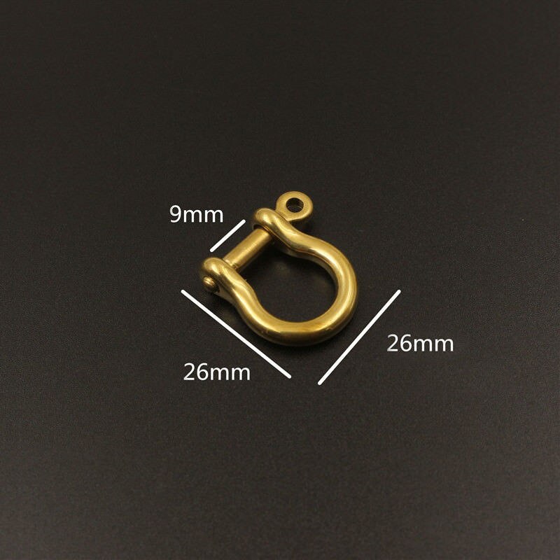 Solid Brass Carabiner D Bow Shackle Fob Key Ring Keychain Hook Screw Joint Connector Buckle: 9mm
