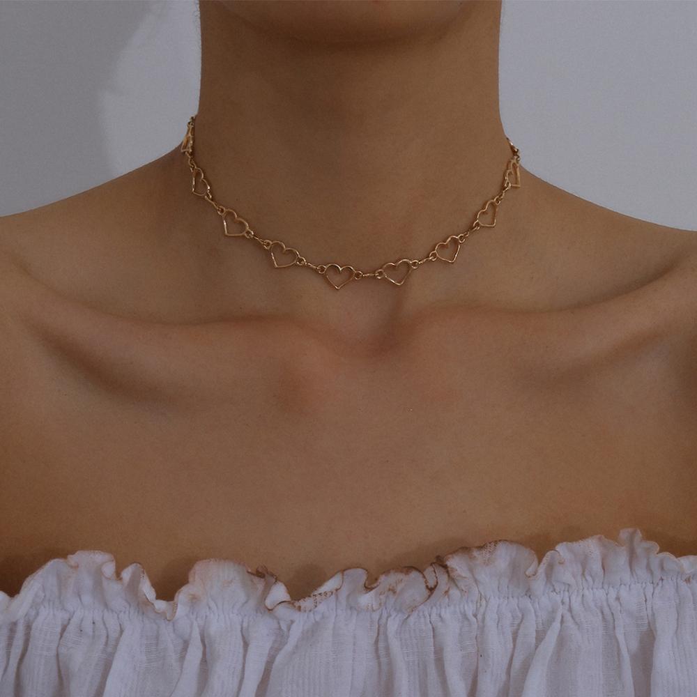 Lacteo Koreaanse Zoete Liefde Hart Ketting Choker Ketting Leuke Legering Sleutelbeen Keten Charm Ketting Sieraden Voor Lover