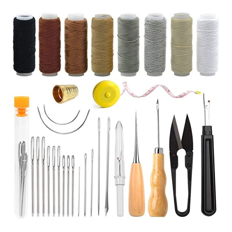 Kit de réparation de rembourrage, Kit de réparation de couture en cuir avec fil à coudre, aiguilles à coudre en cuir à grands yeux, Kit d&#39;outils d&#39;artisanat en cuir: size 2
