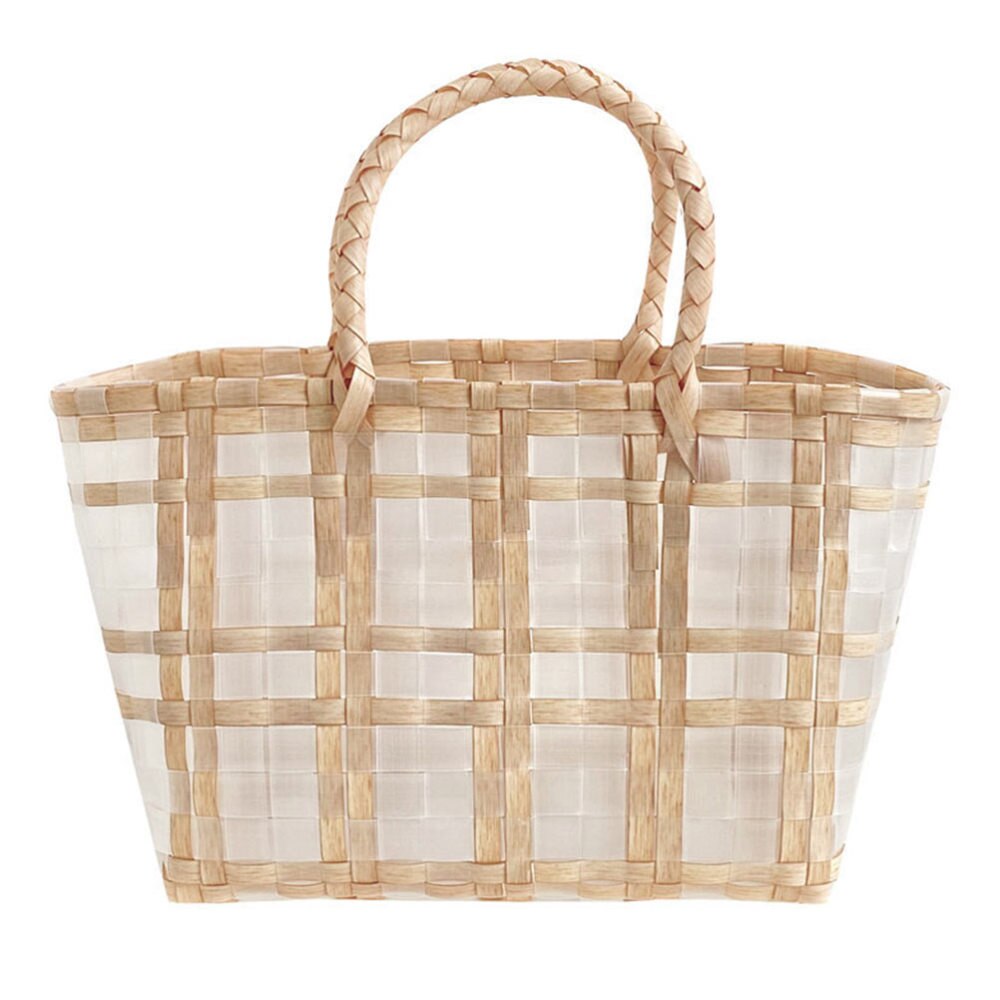 Panier plastique tissé, 1 pièce, panier de courses, sac de plage étanche, sac à main: Default Title