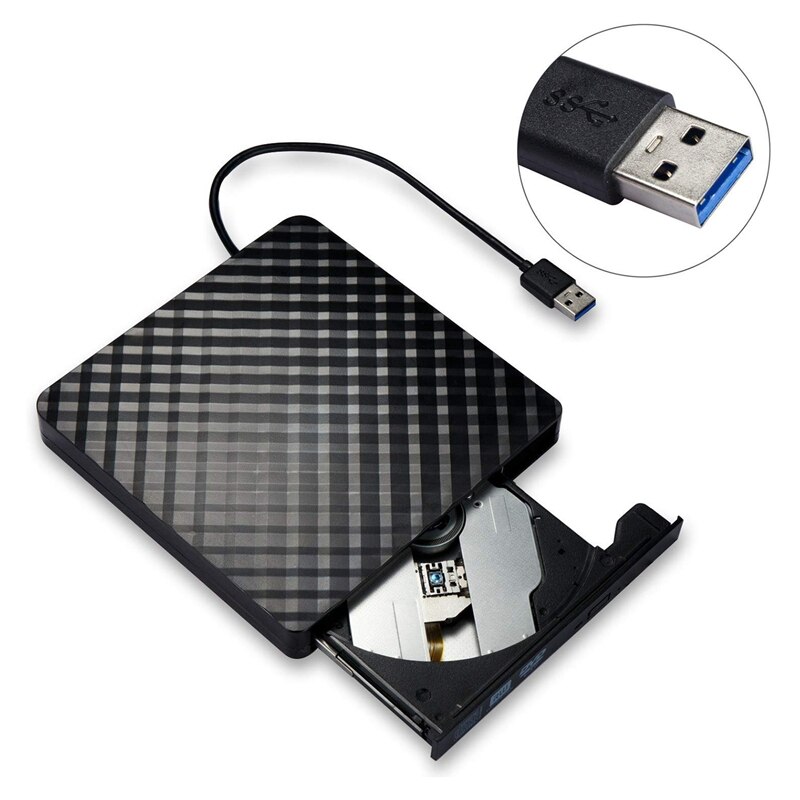 Lecteur DVD externe USB 3.0, lecteur CD DVD /-RW lecteur optique graveur pour Windows 10/8 / 7 ordinateur de bureau
