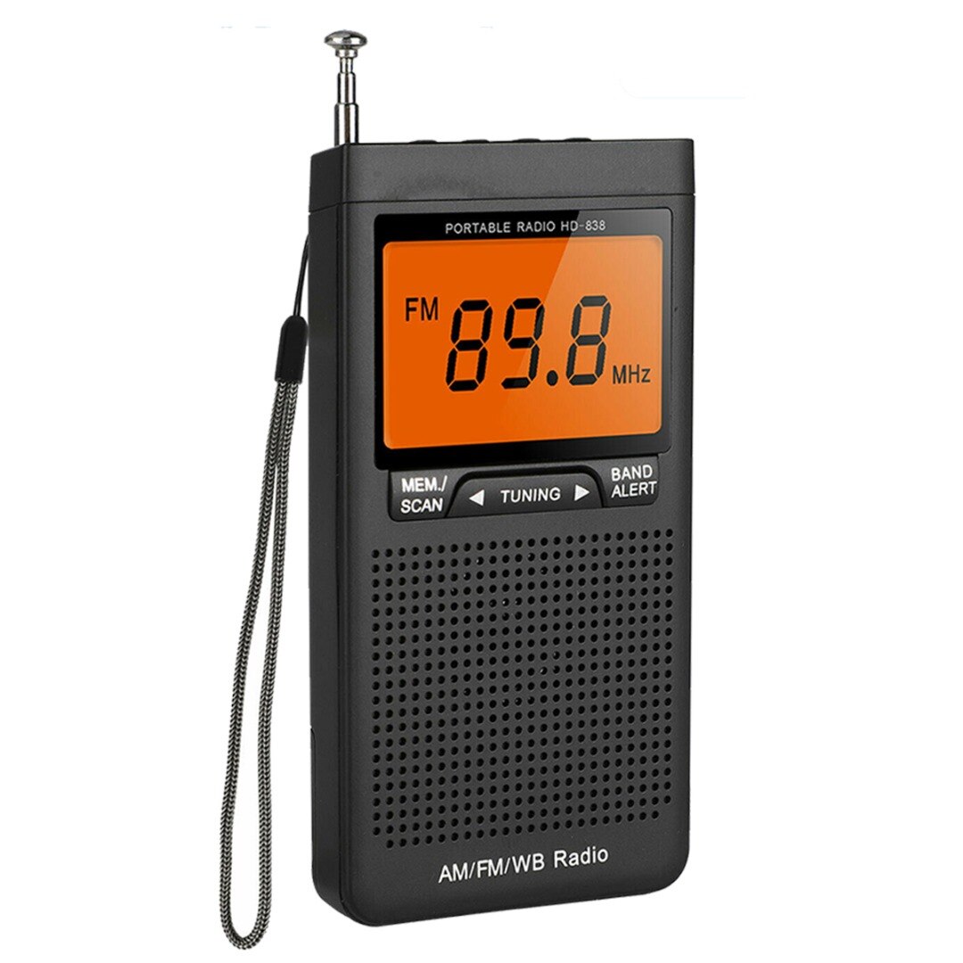 1pc NOAA Weather Radio AM FM Emergency Pocket Radio Receiver With Weather Warning 2 AAA Batteries For Outdoor Weather Broadcasts