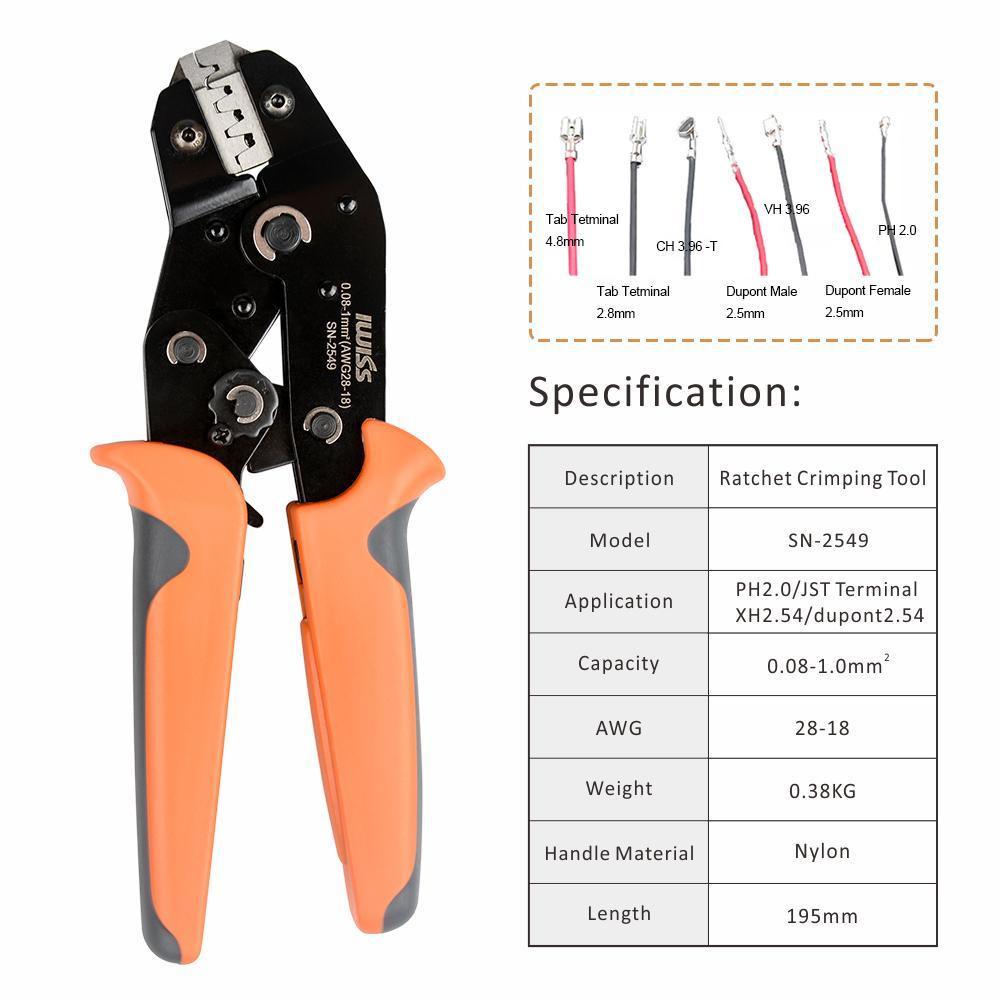 Iwiss SN-2549 Krimpen Tang Kit 420Pcs Terminal Connector Set Syp Mannelijke/Vrouwelijke Blote Terminal SYP-2P Plastic Shell Combinatie