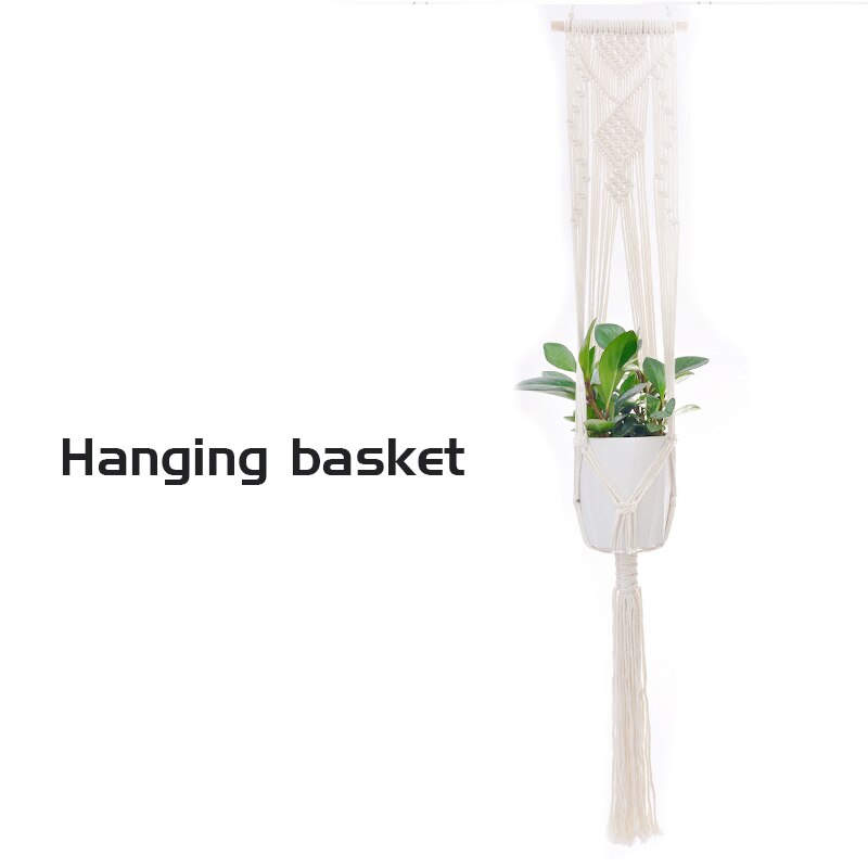 Opknoping Mand Geknoopt Macrame Plant Hanger Cottonflower Mand Lifting Touw Opknoping Mand Bloempot Houder Balkon Tuin Decoratie