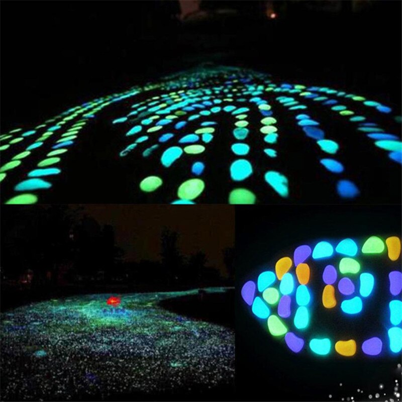 25/50Pcs Pebbles Glowing In The Dark Fluorescent Stone Aquarium Fish Tank Garden Lawn Sidewalk Luminous Stone Home Decoration