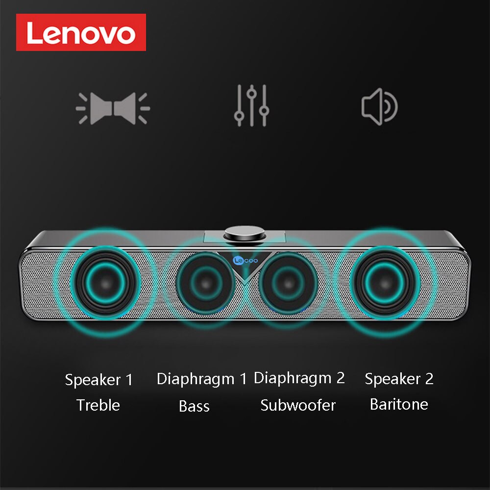 Lenovo L102 Computer Speaker Stereo Sound Subwoofer Speaker 3.5Mm Aux Voor Macbook Laptop Notebook Pc Music Player Luidspreker