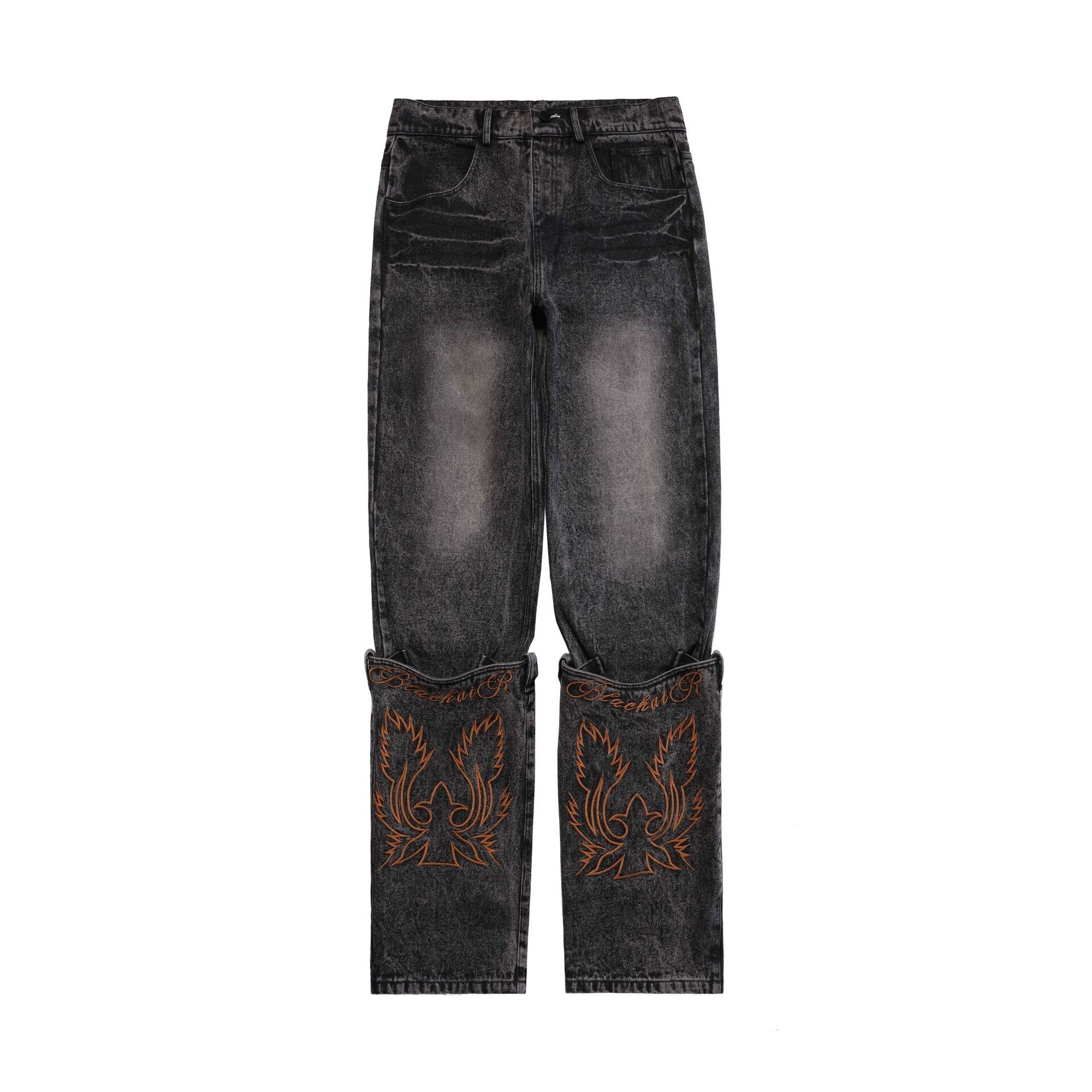 Distressed Embroid MADEEXTREME distressed jeans embroidery trousers h... – Vicedeal