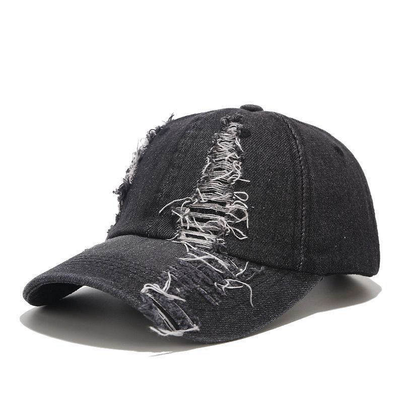 denim lavado gorra de béisbol gorra ajustable Snapback sombreros para hombres y mujeres 170: Black