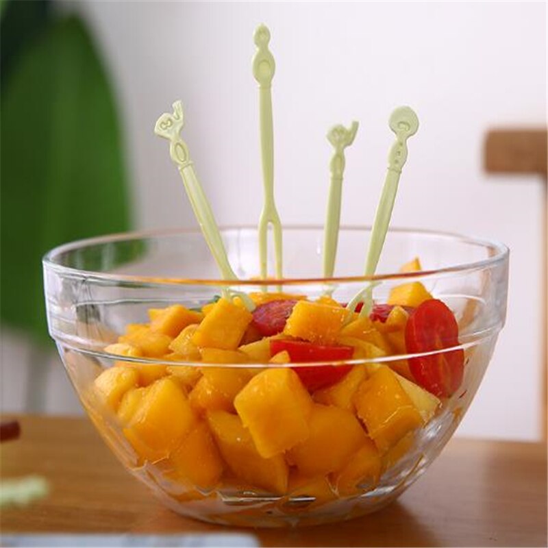 50 pieces of disposable fruit forks eat fruit small forks plastic fruit sticks transparent individually packaged cake dessert fo