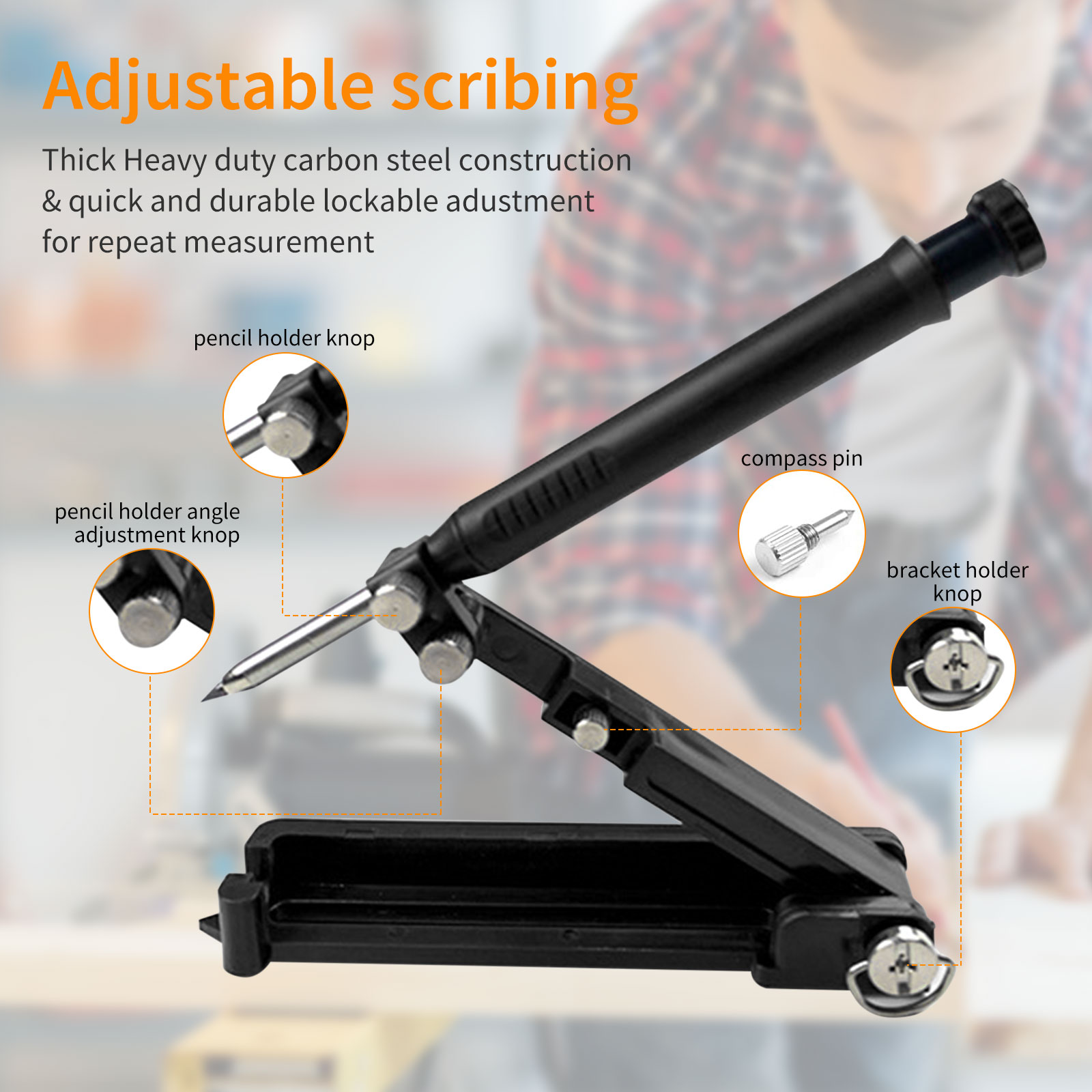 Multi-function Scribing Tool Adjustable Profile Scribing Ruler Contour Gauge Woodworking Compass ToolDropshipping