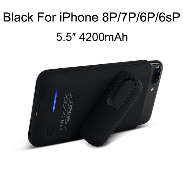 Ultra Thin Magnetic Battery Charger Case For iPhone 6 7 8 Plus External Power Bank Charging Cover For iPhone 7 8 Battery Case: Black for 5.5 inch