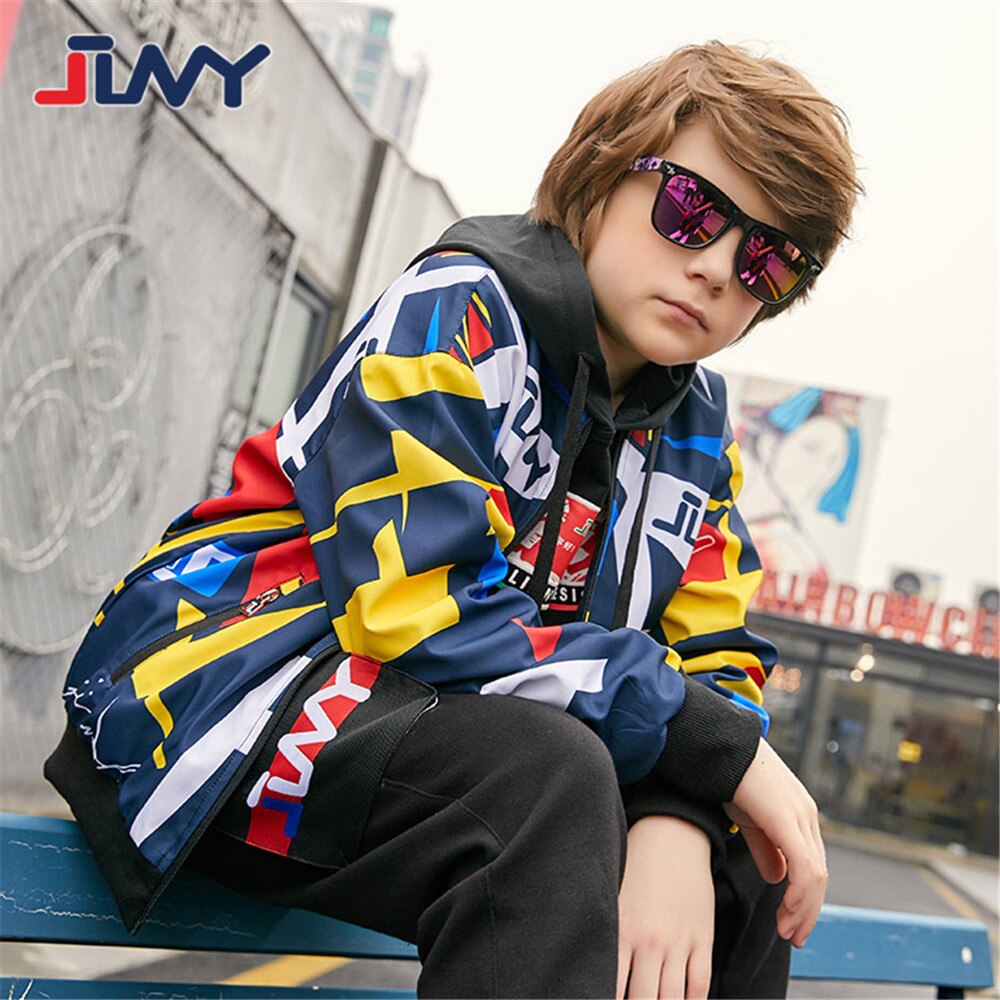 JLNY Spring Autumn Children Outerwear Sport Coat Breathable Boy Round Neck Windproof Jacket Kids Clothes For 5-13Y