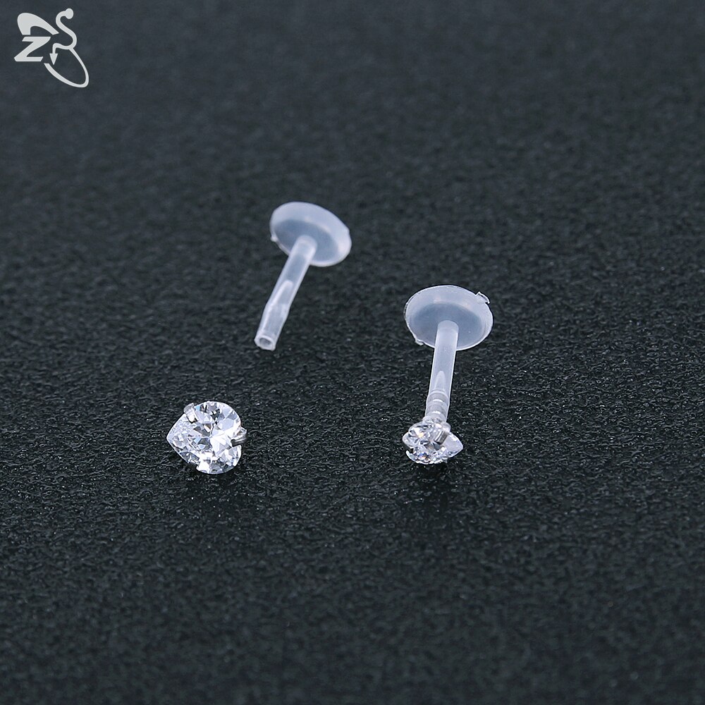 ZS 10-12 Teile/los 16G Klar Bioflex CZ Kristall Labret Monroe Lippen Ring einstellen Ohr Wendel Tragus Knorpel ohrring Zucht durchbohren Schmuck