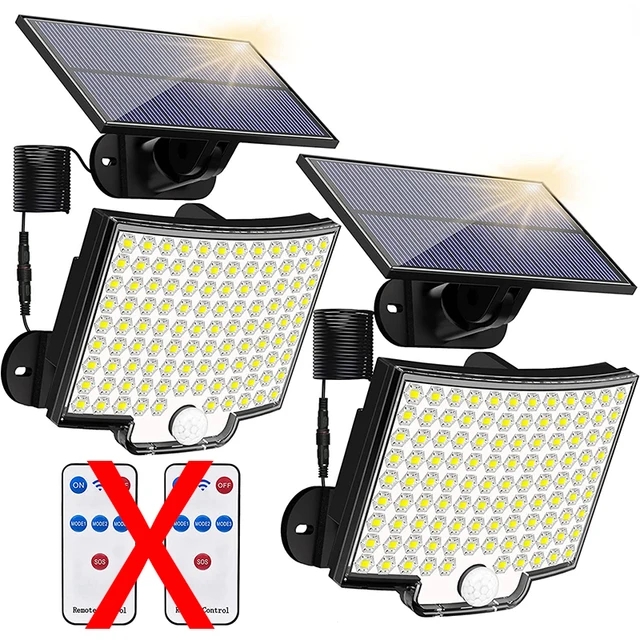 Lámpara Solar dividida de 106LED, 3 modos de iluminación, decoración exterior, luz Solar de pared, Sensor de movimiento PIR, impermeable, jardín, garaje: Luna Azul