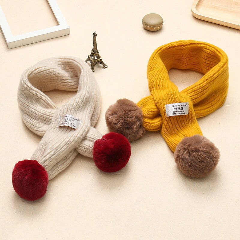 Wiosenne dziewczynki z miękkiej dzianiny szale z pomponami jesienno-zimowa nowe chłopięce dziewczęce kołnierze na szyję dla dzieci ciepłe dziecięce apaszki