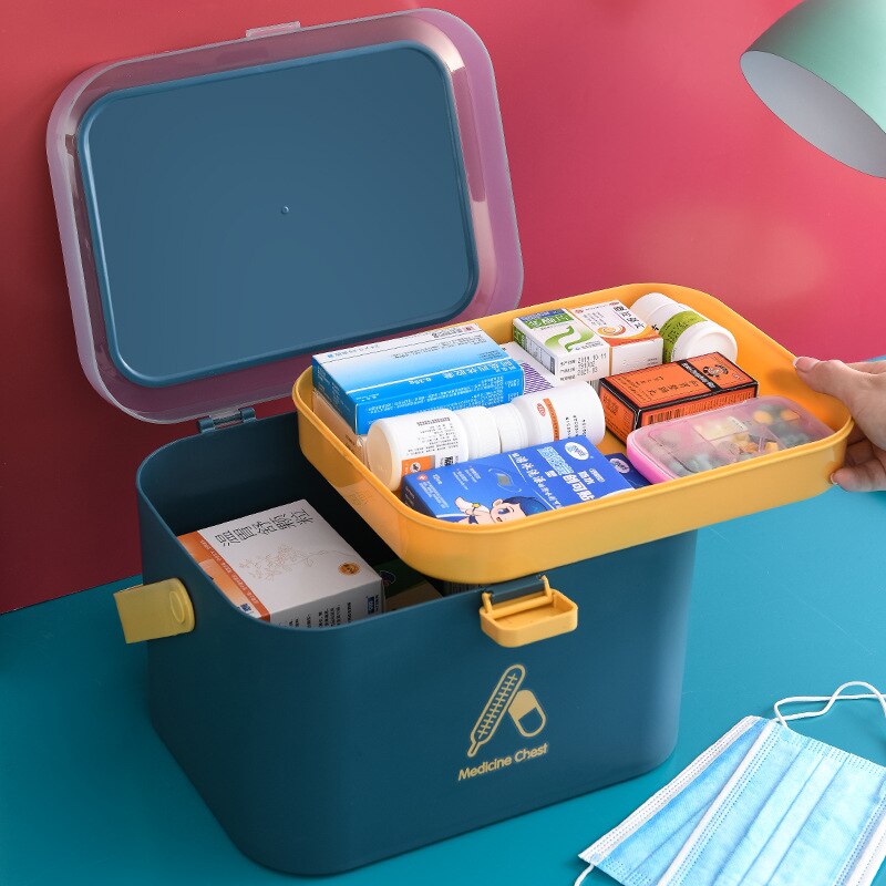 Heimat Pflege Medizin Kasten Tragbare Große Erste Hilfe Medizin Kasten Reise Kunststoff Medizin Kasten Multi-schicht Medizin Lagerung Kasten
