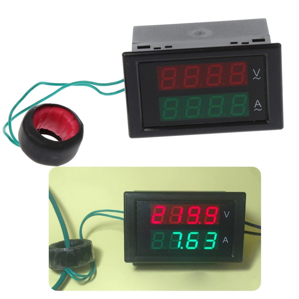 AC 80-300V 100A Digital Current Ammeter Voltmeter Dual LED Display Volt Amp Gauge Current Meters Tester Tools