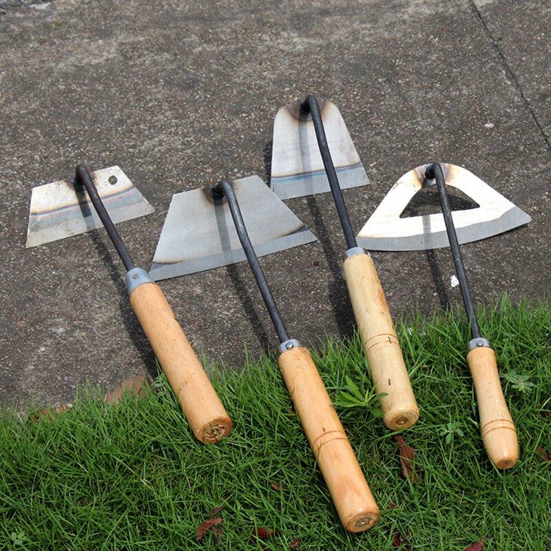 Agricultural Tools Garden Household Weeding Hoe Manganese Steel Outdoor Wooden Handle Digging Hand Tools Planting Utensils