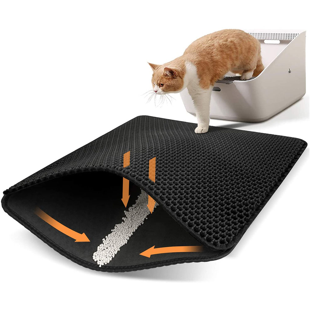 Cat Litter Mat Cat Litter Trapping Mat Honeycomb Double Layer Water Urine Proof Kitty Cat Mat Easy Clean Scatter Control