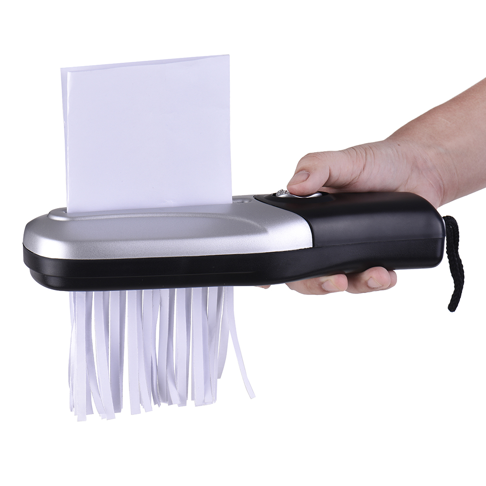 Mini håndholdt papir shredder cutter  a6 foldet  a4 strip skåret usb / batterier drives skære maskine værktøj til kontor papirvarer