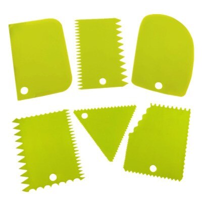 6PCS/Set Dough Cake Slicer Spatula for Cake Cream Scraper Pasty Cutters Scraper Irregular Edge DIY Smoother: Green